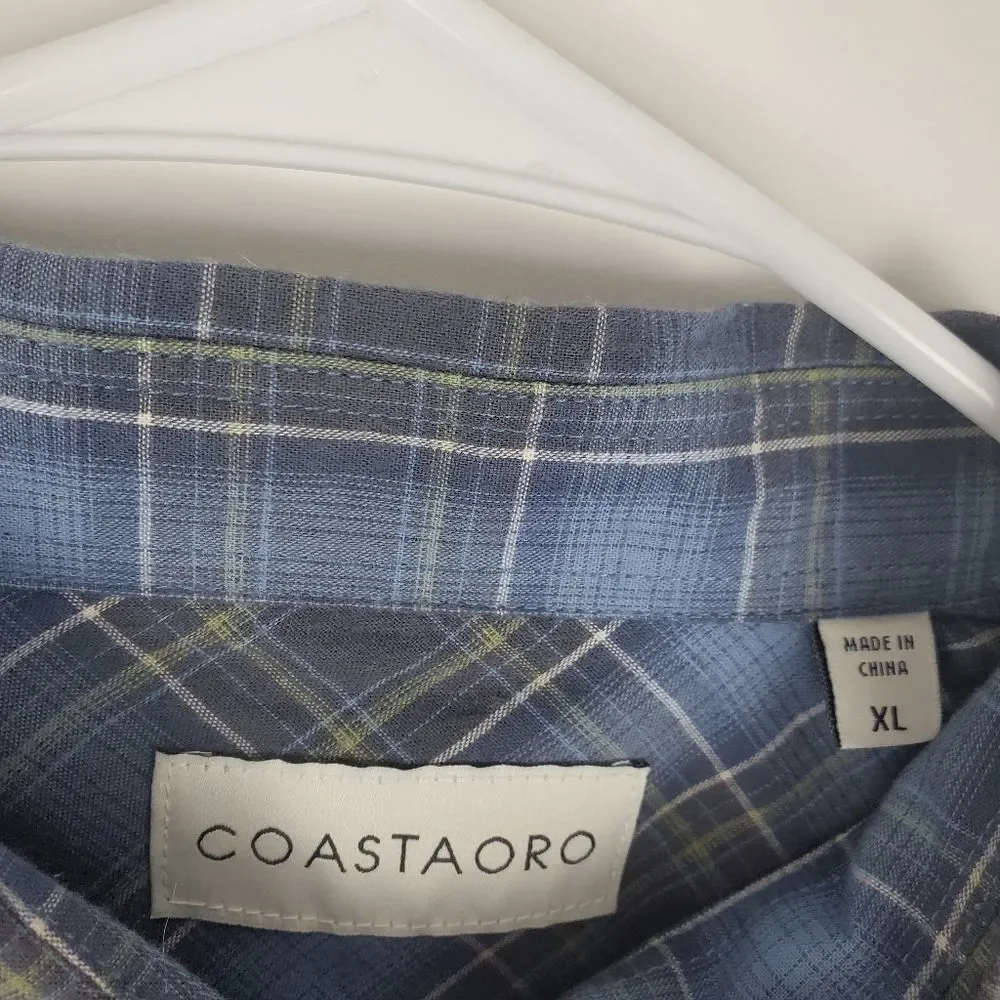 COASTAORO Plaid Long Sleeve Button Down Shirt Multi Color Collared Casual Dress - Picture 3 of 5